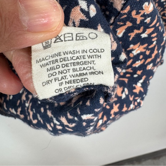 Anthropologie Mirth Navy Floral Cotton Long Sleeve Boho Blouse Top Size M - Picture 5 of 14
